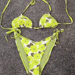 Aerie Lime Green Floral Bikini